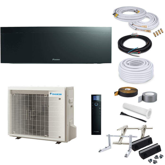 Daikin Emura FTXJ20AB Wandklimageräte-Set - 2,0 kW - Schwarz - 4 Meter - ohne Quick Connect - Wandkonsole MS230