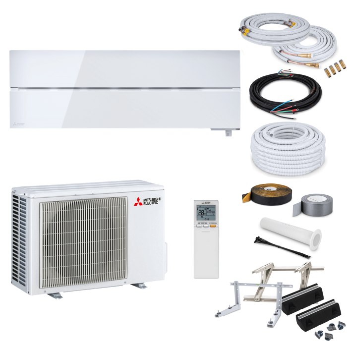 Mitsubishi Diamond MSZ-LN35VG2 W Wandklimagerät-Set - 3,5 kW - Natural White - ohne Montage Set - ohne Quick Connect - Bodenkonsole GDS400