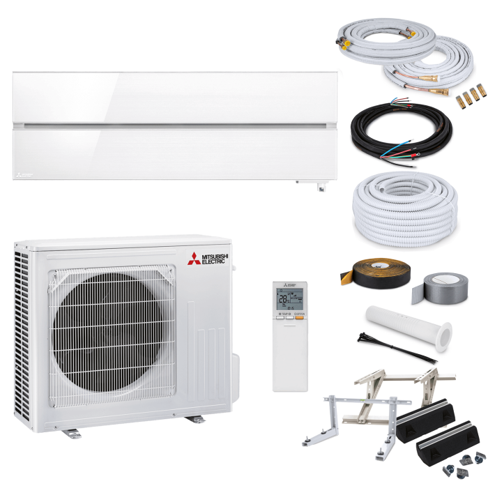 Mitsubishi Diamond MSZ-LN50VG2 V Wandklimagerät-Set - 5,0 kW - Pearl White - 5 Meter - ohne Quick Connect - Bodenkonsole GDS400