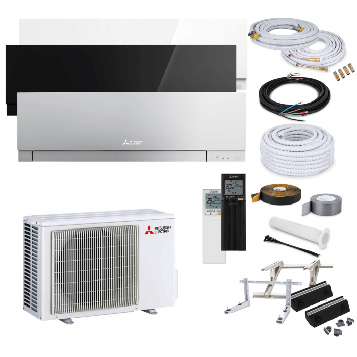 Mitsubishi Premium MSZ-EF25VGK S Wandklimagerät-Set - 2,5 kW - Silber - ohne Montage Set - ohne Quick Connect - ohne Befestigung