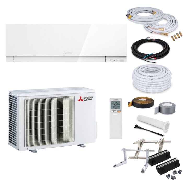 Mitsubishi Premium MSZ-EF35VGK W Wandklimagerät-Set - 3,5 kW - Weiß - ohne Montage Set - ohne Quick Connect - Bodenkonsole GDS400