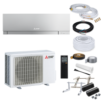 Mitsubishi Premium MSZ-EF35VGK S Wandklimagerät-Set - 3,5 kW - Silber - ohne Montage Set - ohne Quick Connect - ohne Befestigung
