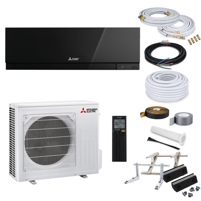 Mitsubishi Premium MSZ-EF42VGK B Wandklimagerät-Set - 4,2 kW - Schwarz - ohne Montage Set - ohne Quick Connect - Wandkonsole MS253