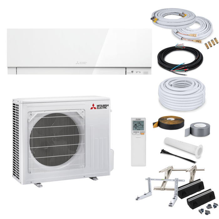 Mitsubishi Premium MSZ-EF50VGK W Wandklimagerät-Set - 5,0 kW - Weiß - 7 Meter - ohne Quick Connect - Bodenkonsole GDS400