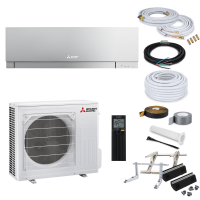 Mitsubishi Premium MSZ-EF50VGK S Wandklimagerät-Set - 5,0 kW - Silber - ohne Montage Set - ohne Quick Connect - ohne Befestigung