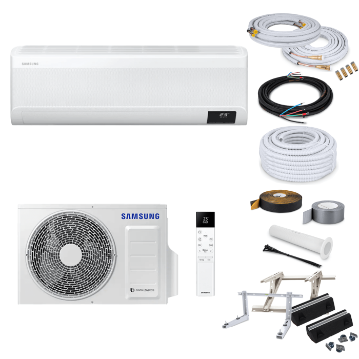 Samsung Wind-Free Elite AR12CXCAAWKNEU/X Wandklimageräte-Set - 3,5 kW - ohne Montage Set - ohne Quick Connect - Bodenkonsole GDS400