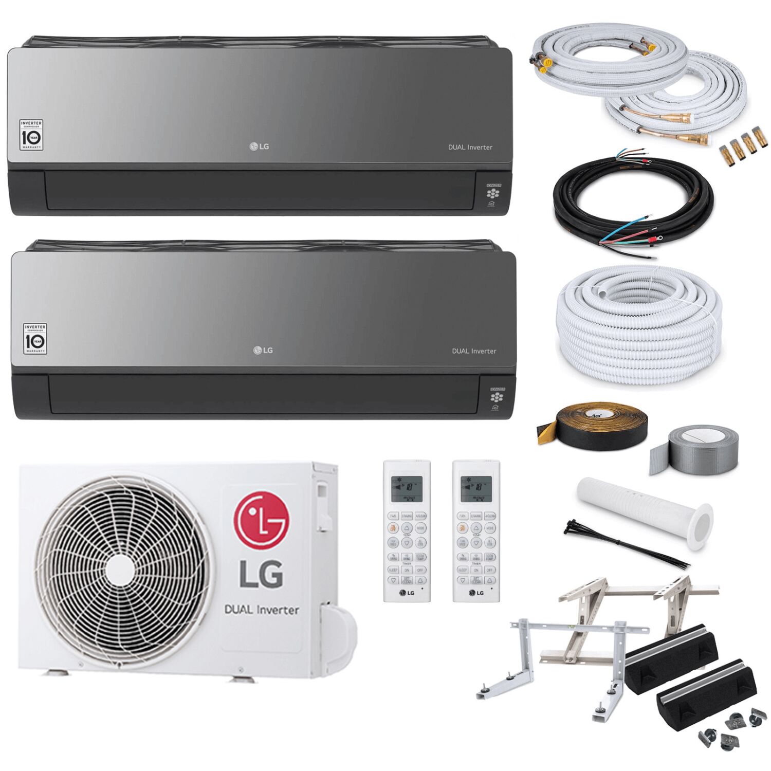 LG Artcool Mirror MultiSplit-Set - 2x AC09BK - 2,5 kW + MU2R15 m