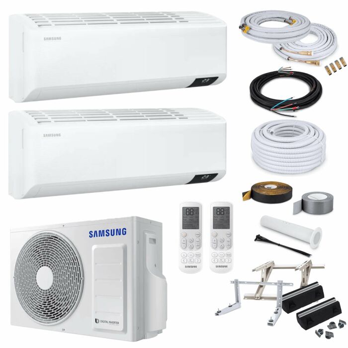 Samsung Cebu MultiSplit-Set - 2x AR09TXFYAWKNEU - 2,5 kW + AJ040TXJ2KG/EU mit Montagezubehör