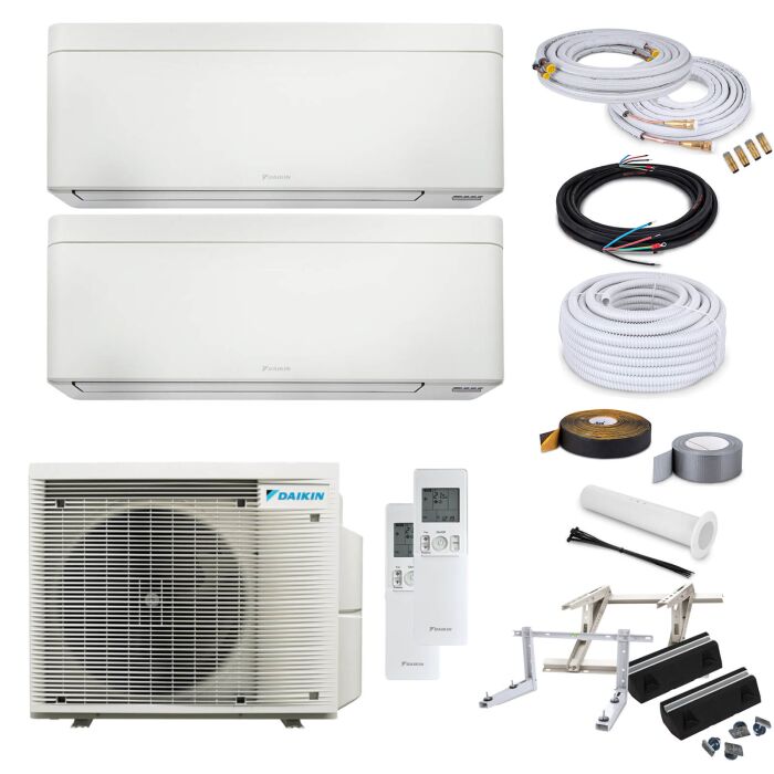 Daikin Stylish MultiSplit-Set - 2x FTXA35C2V1BW - 3,5 kW + 2MXM50A2V1B9 - Weiß - ohne Montage Set - ohne Quick Connect - Wandkonsole MS253