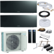 Daikin Emura MultiSplit-Set - 2x FTXJ25A2V1BB - 2,5 kW + 2MXM40A2V1B9 - Schwarz - ohne Montage Set - ohne Quick Connect - Wandkonsole MS253