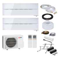 Mitsubishi Diamond MultiSplit-Set - 2x MSZ-LN25VG2 W - 2,5 kW + MXZ-2F33VF4 - Natural White - 2x 3 Meter  - ohne Quick Connect - ohne Befestigung