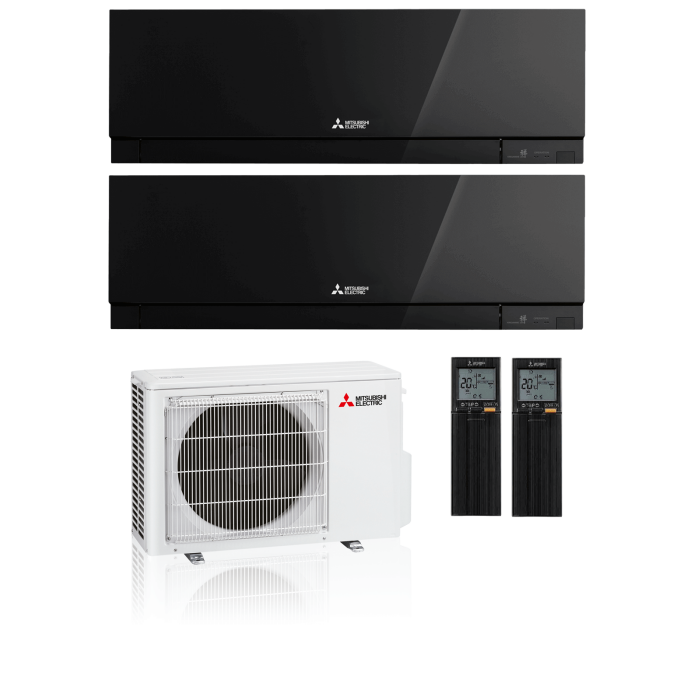 Mitsubishi Premium MultiSplit-Set - 2x MSZ-EF35VGK B - 3,5 kW + MXZ-2F53VF4 - Schwarz