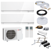 Mitsubishi Premium MultiSplit-Set - 2x MSZ-EF35VGK W - 3,5 kW + MXZ-2F53VF4 - Weiß - ohne Montage Set - ohne Quick Connect - Bodenkonsole GDS400