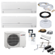 Mitsubishi MultiSplit-Set - 2x MSZ-HR35VF -3,4 kW + MXZ-2HA50VF - 2x 7 Meter - ohne Quick Connect - Bodenkonsole GDS400 - ohne WiFi