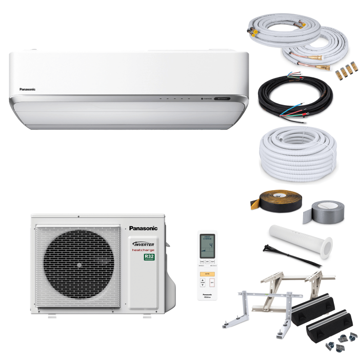 Panasonic Heatcharge KIT-VZ9SKE Wandklimageräte-Set - 2,5 kW - ohne Montage Set - ohne Quick Connect - Wandkonsole MS253 - ohne WiFi