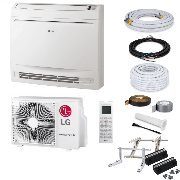 LG Standard Inverter UQ12F Truhengerät-Set - 3,5 kW - ohne Montage Set - Wandkonsole MS253 - ohne WiFi
