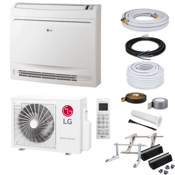 LG Standard Inverter UQ18F Truhengerät-Set - 5,0 kW - ohne Montage Set - Wandkonsole MS253 - ohne WiFi