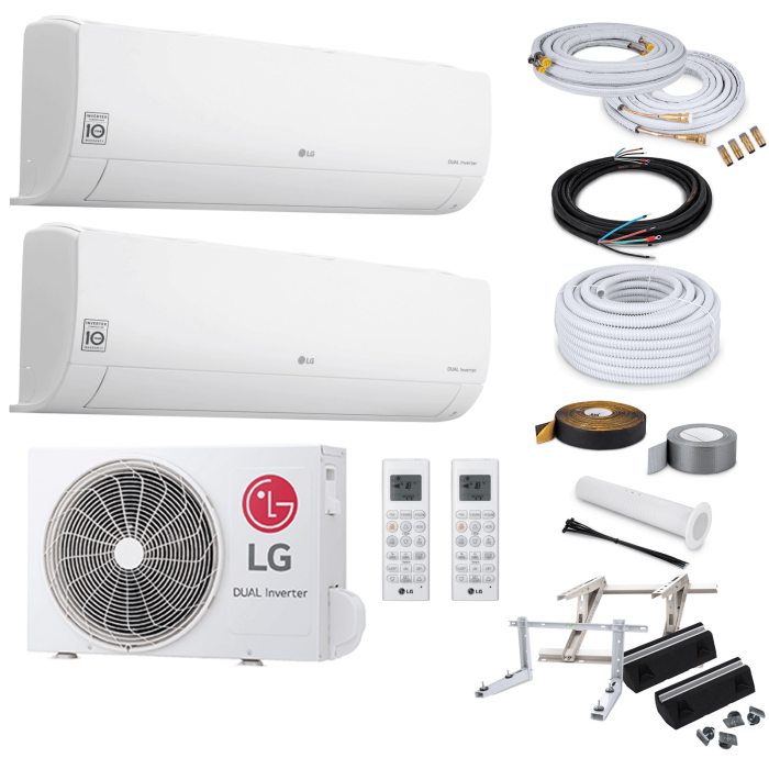LG Standard MultiSplit-Set - 1x S09ET - 2,5 kW + 1x S12ET - 3,5 kW + MU2R15 - ohne Montage Set - ohne Quick Connect - ohne Befestigung