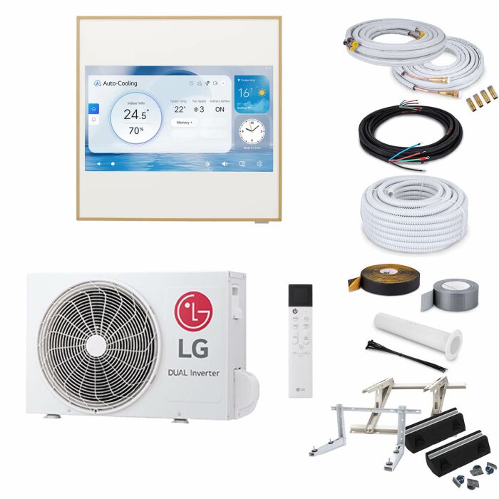 LG Artcool Gallery LCD A12GA2 Wandklimageräte-Set - 3,5 kW - mit Überwurfmuttern - 1 Meter - ohne Befestigung