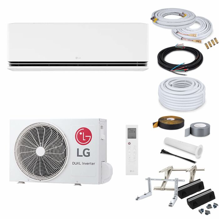 LG Dualcool Deluxe Soft Air H18S1DA Wandklimageräte-Set - 5,0 kW - mit Überwurfmuttern - 1 Meter - ohne Befestigung