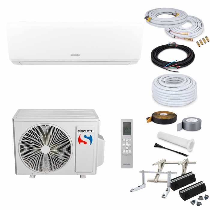 Sinclair Sky 3 SIM+SOM-12BS3 Wandklimageräte-Set - 3,2 kW - mit Überwurfmuttern - 1 Meter - ohne Befestigung