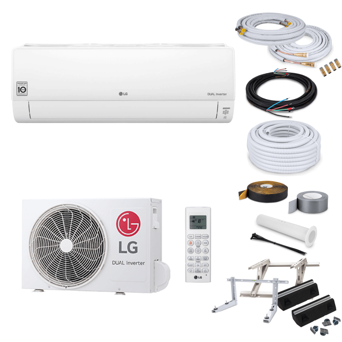 LG Deluxe DC09RK Wandklimageräte-Set - 2,5 kW mit Montagezubehör